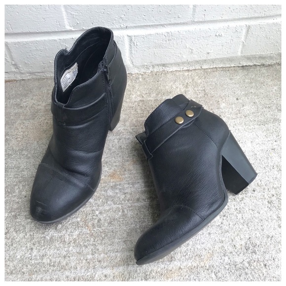 American Eagle By Payless Shoes - American Eagle Black Heeled Strap Ankle Boots